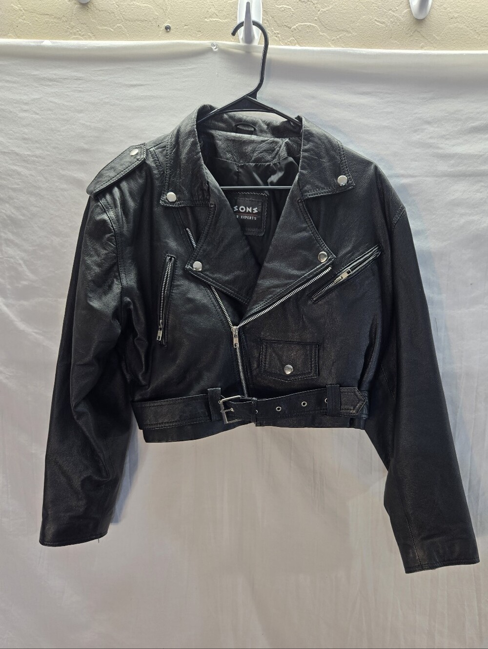 Vintage 90s Wilsons Leather Women's Medium Black Leather Moto Biker Jacket